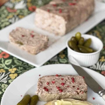 slice of Ardennes pâté on a plate.