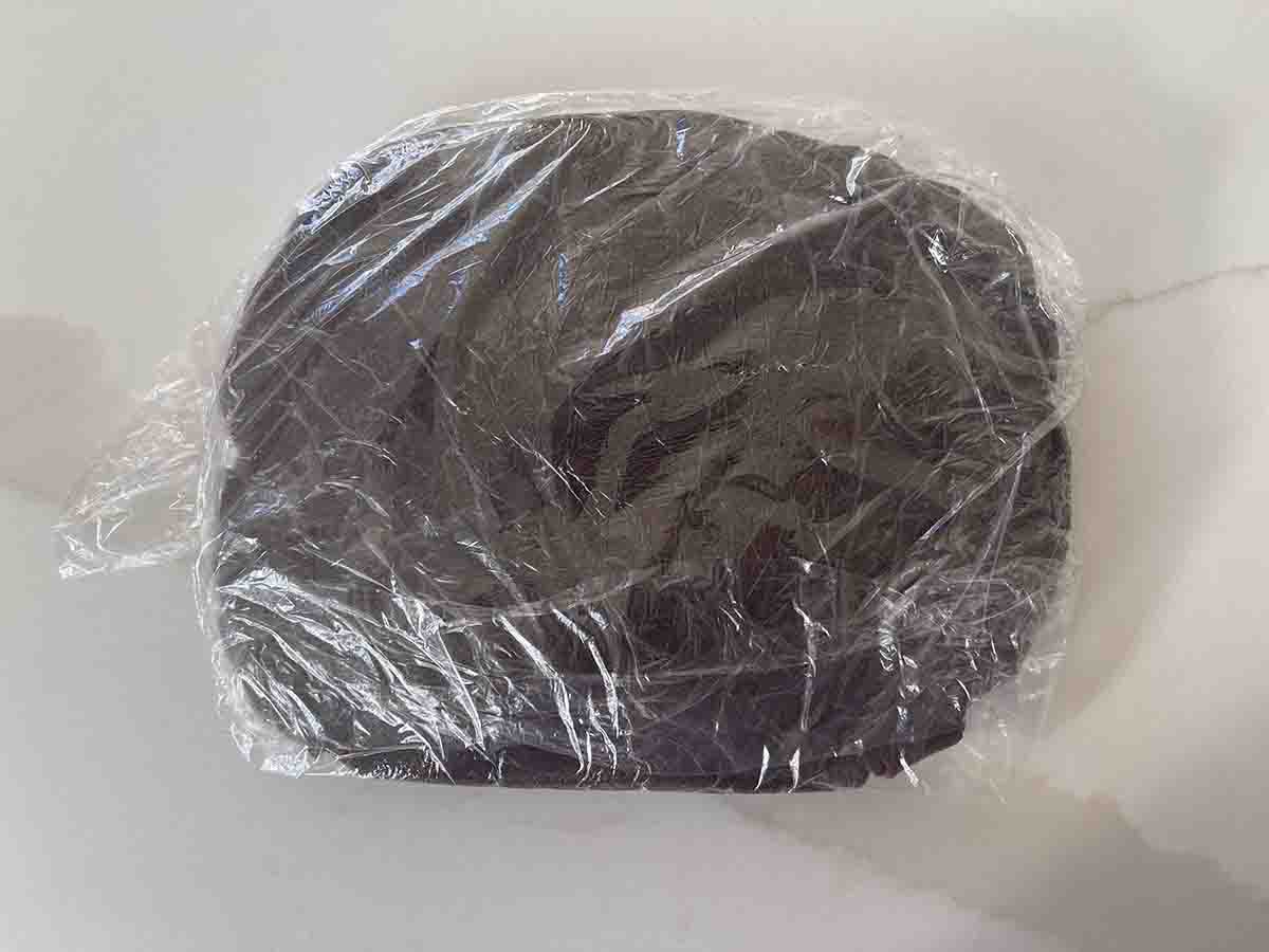 pastry in plastic wrap.