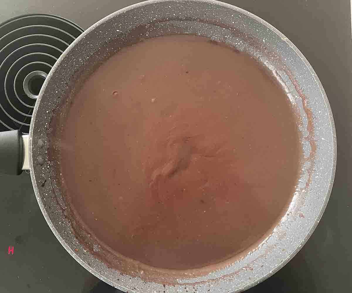 gravy in a pan.