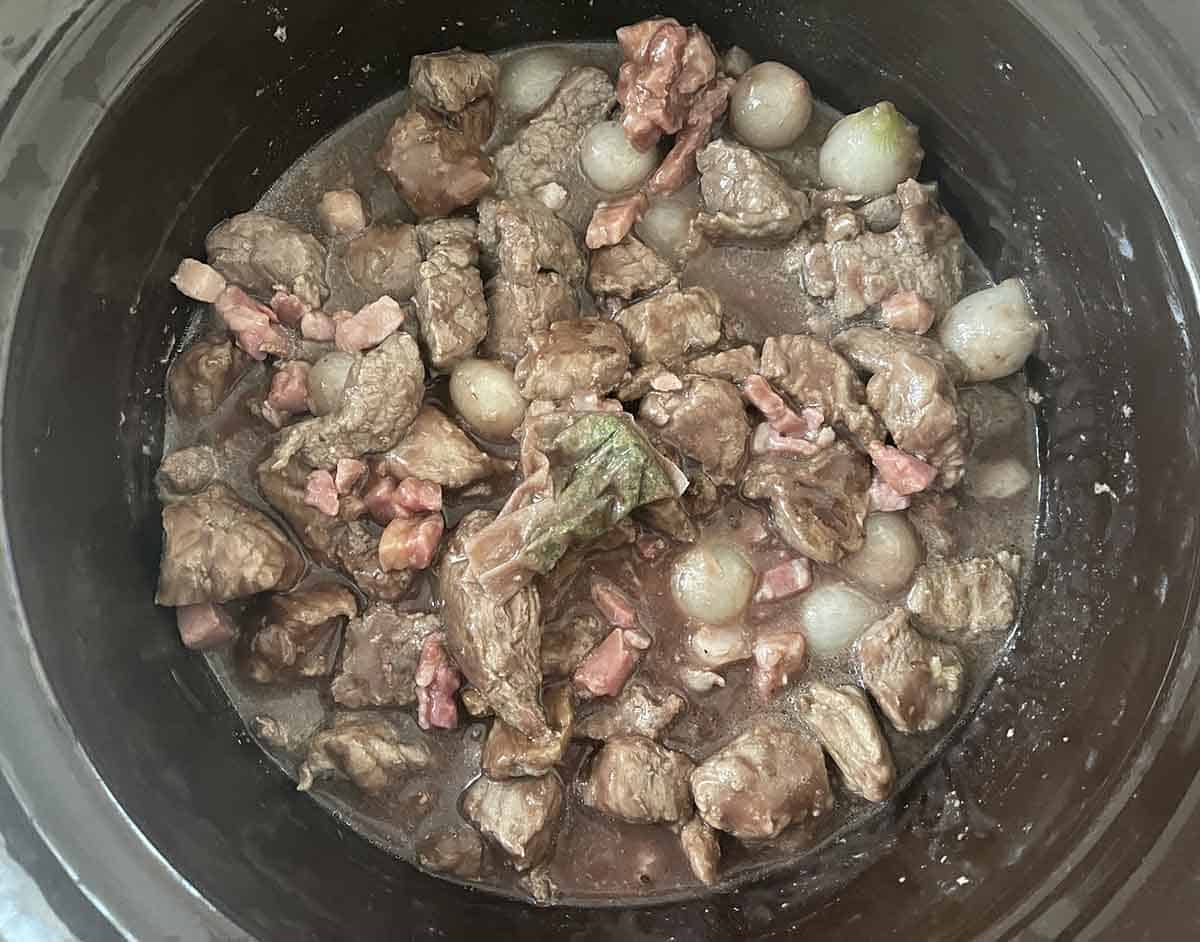 ingredients ready in the slow cooker.