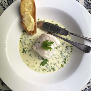 bourride de lotte in a dish.