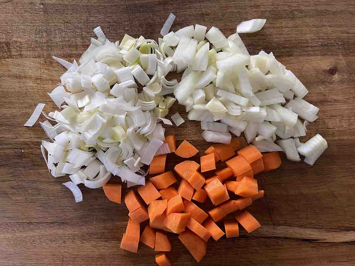 peeled and chopped vegtables.