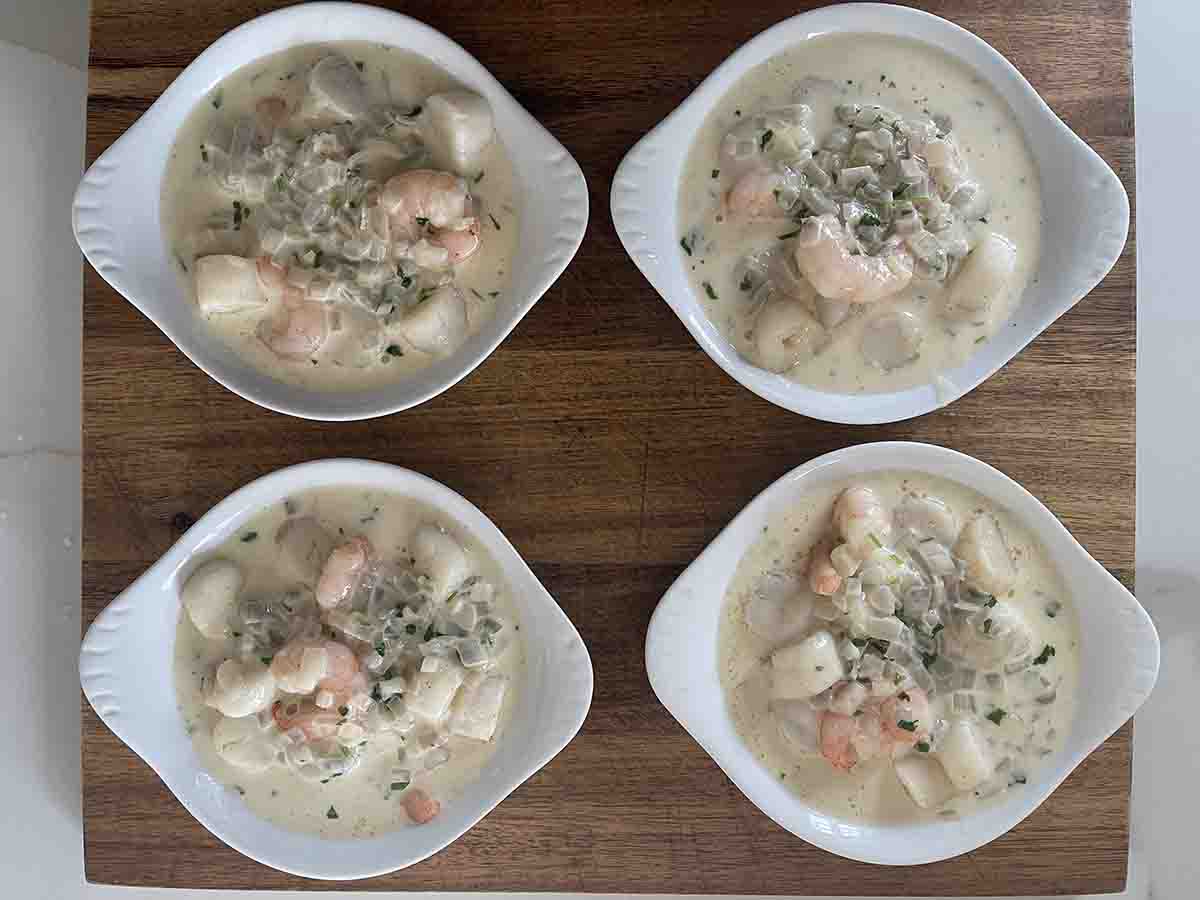 sauce added to fish.