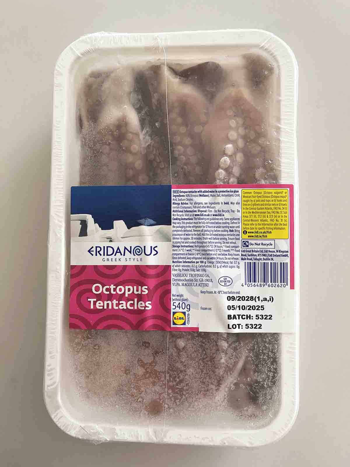 packet of frozen octopus.