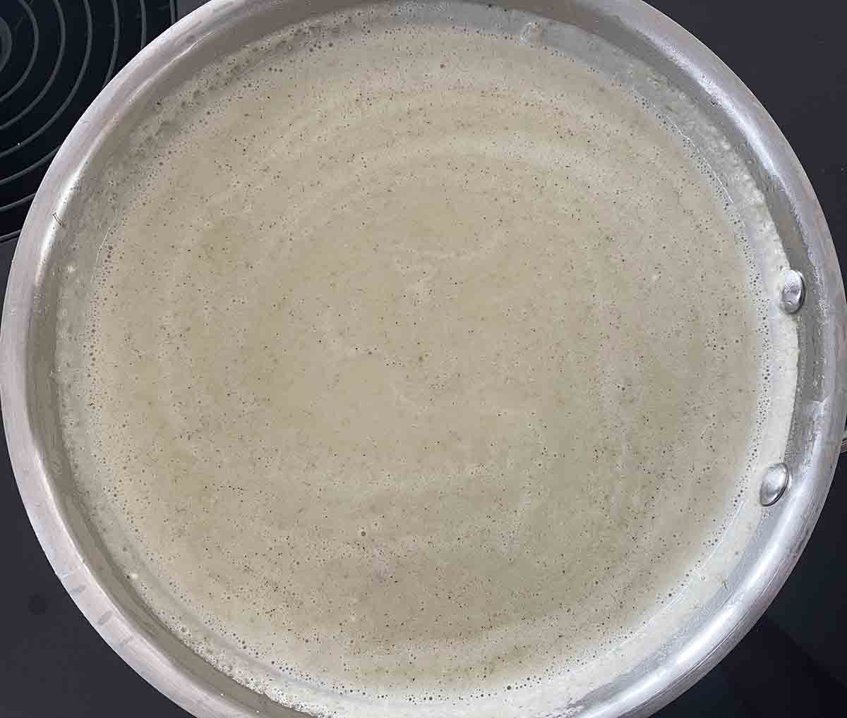 cream added to sauce and blended smooth.